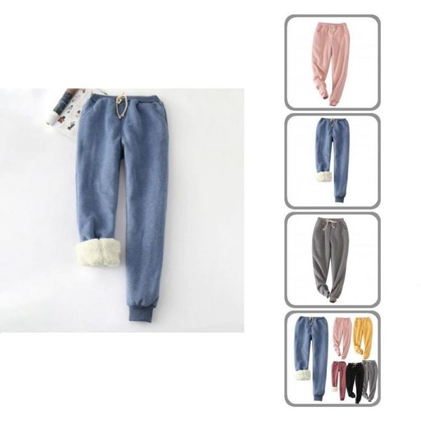 

women's pants & capris casual women trousers elastic waist windproof imitation cashmere thicken sweatpants, Black;white