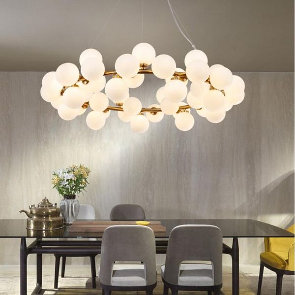 

pendant lamps magic bean modern led chandelier lights for living room dining g4 gold /black white glass lamp fixtures