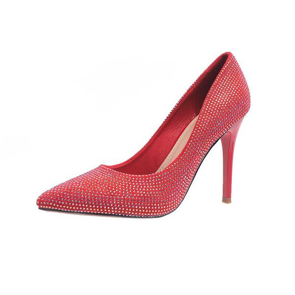 

dress shoes 2021 high heels women bling pointed toe pumps fashion slip on slides luxury stilettos, Black