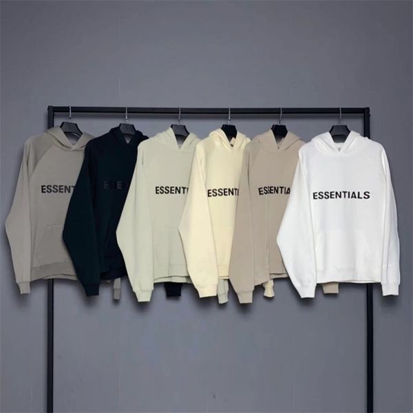 

high version fear of god multi thread essentials chest letter sweater fog high street fashion hoodie, Black