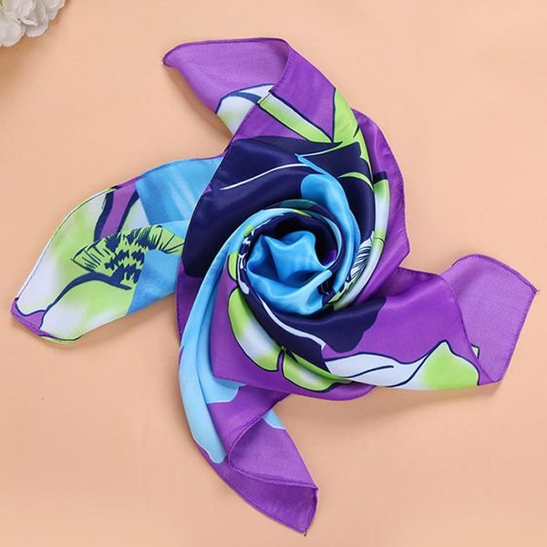

scarves fashion silk satin hair scarf for women handkerchief printed bag scarfs female square head bandana small neck ladies, Blue;gray