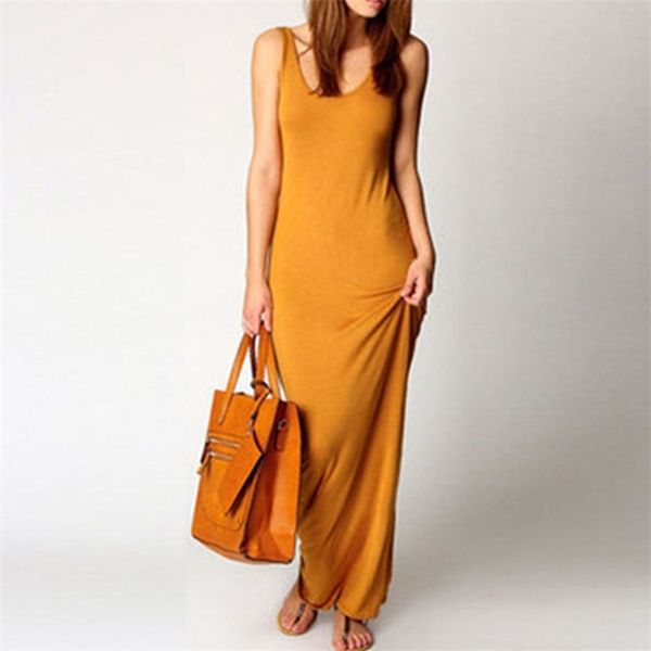 

sleeveless women high stretch tank robe summer o-neck bodycon long dress ladies solid slim beach maxi dresses vestidos, Black;gray