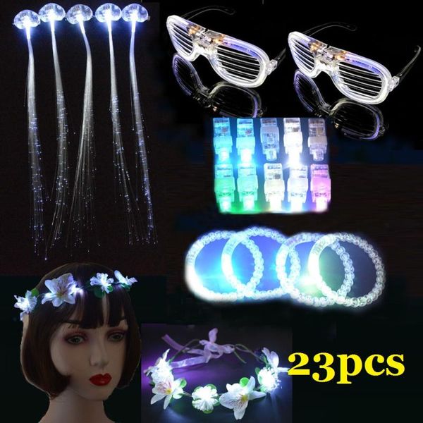

party decoration white glow in the dark supplies bracelet led hair styling tools finger lights flower headband girls wedding birthday