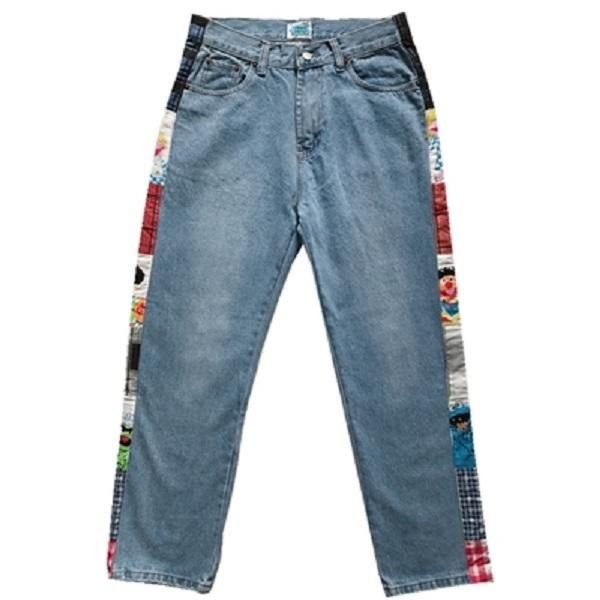 

women's jeans 2021 korean version harajuku style seam ponder printing patch burr washed straight female student influx, Blue