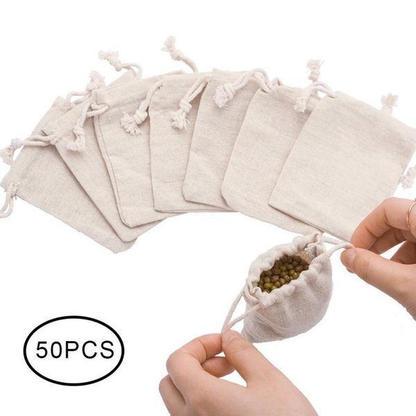 

storage bags 50x small bag natural linen pouch drawstring burlap jute sack jewelry gifts