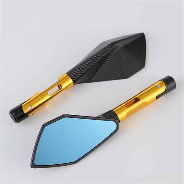 

motorcycle mirrors universal cnc aluminum rear view blue anti-glare convex mirror for tmax 530 tdm 850 fz6n mt10 c8 nmax 155