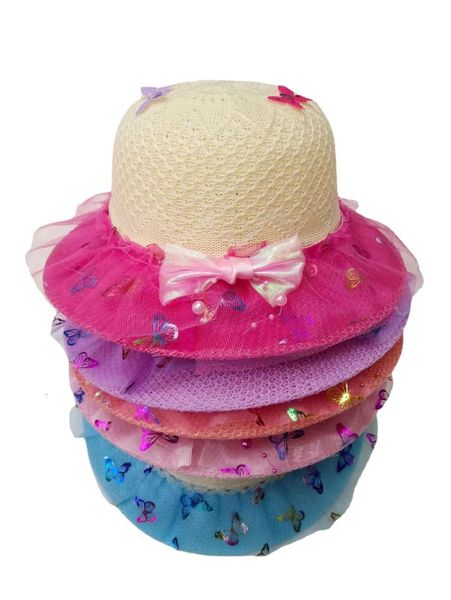 

straight children's sun in spring summer, sweet and lovely bow big edge hat, flower sunscreen hat, Yellow