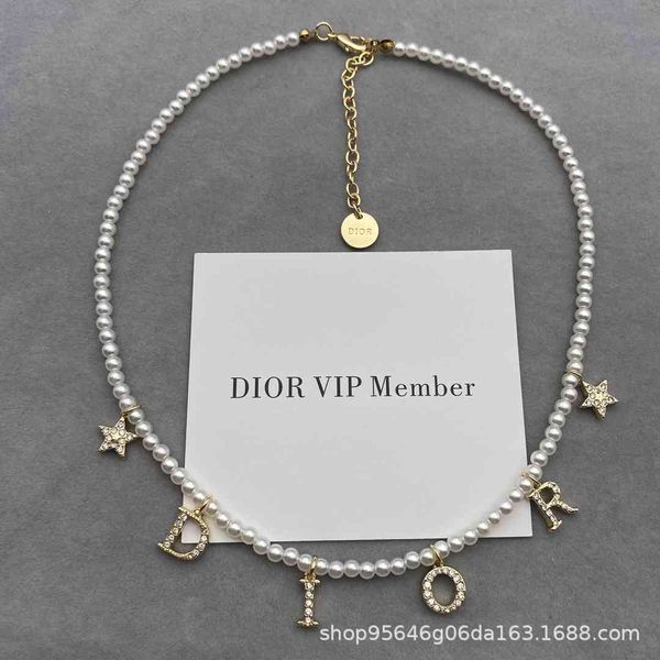 

2021 luxury designer jewelry 21 new products letter pearl necklace fashion star do collar necklace net red same, Silver