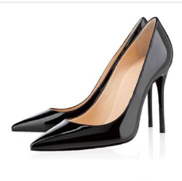 

size33-42fashion luxury designer nude black red women shoes red bottom high heels 8cm 10cm 12cm leather pointed toes pumps dress shoes
