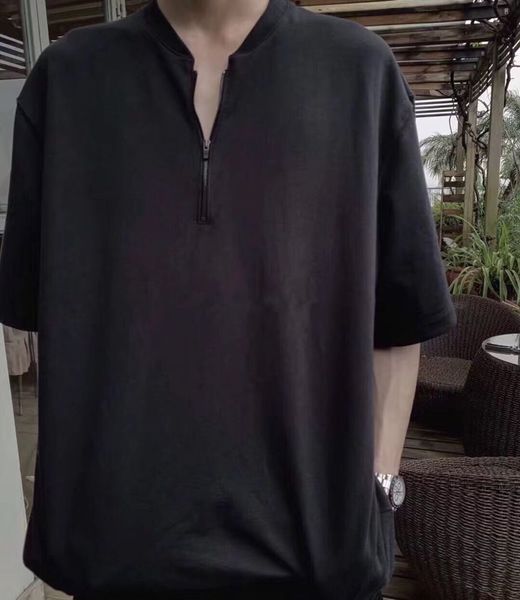 

t shirt 19ss latest hip hop justin bieber half zipper men women short sleeve fashion street attire t-shirt cotton shirt tees, White