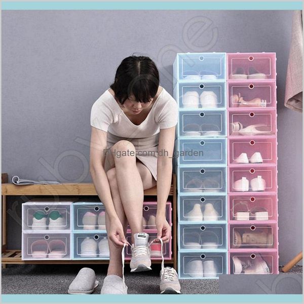 Caixas de arrumação Organização Home Jardim Engrossar Clear Plástico Improperte Armazenamento Caixas De Sapato Transparente Caixas De Candy Cor Stackable Sapatos