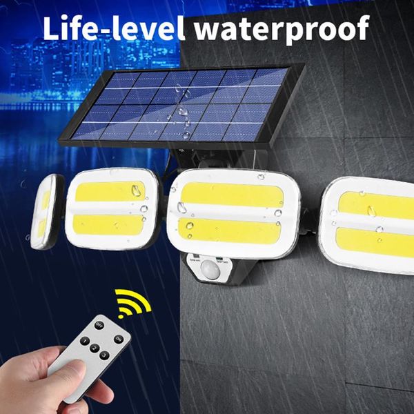 

solar lamps wall light cob rotatable outdoor waterproof 4 sections human body induction courtyard street 200led /240cob