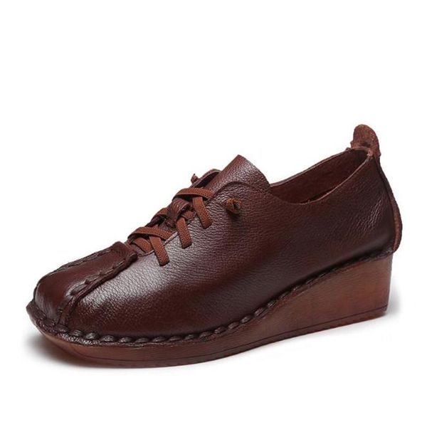 

autumn winter leather wedges women's shoes mid-heel casual women soft soled cotton warm mother high heels dress, Black