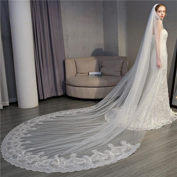 

bridal veils real pos sell 3.5m veil long wedding cathedral ivory lace accessories ee18004, Black