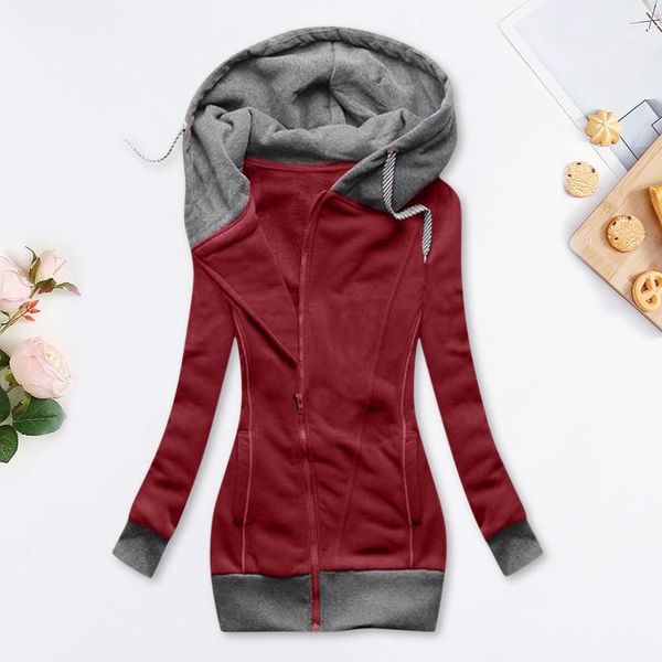 

women's jackets solid color casual zipper hooded long trench coat winter outerwear windproof warm female jacket chaqueta, Black;brown