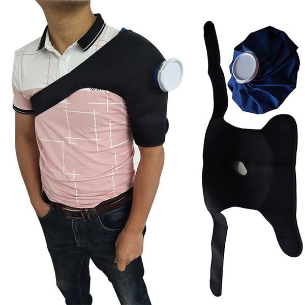 

ice bag pack & wrap pain relief cold cure reusable knee shoulder back support belt corset brace posture corrector, Black;blue