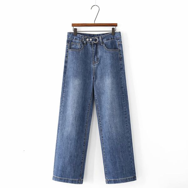 

women's jeans high waisted jeans straight tube loose wide legs show thin black quarter pants mop the ground daddy fashion, Blue