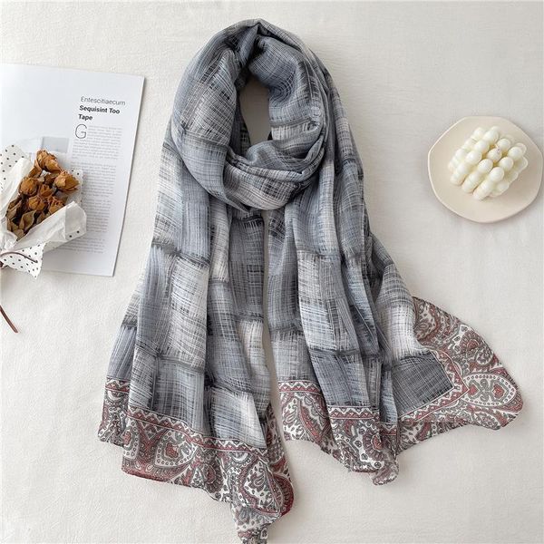 

scarves cotton soft scarf large 180*90cm neckerchief hijab headscarf for women warm 2021 print splice pashmina female foulard bandana, Blue;gray
