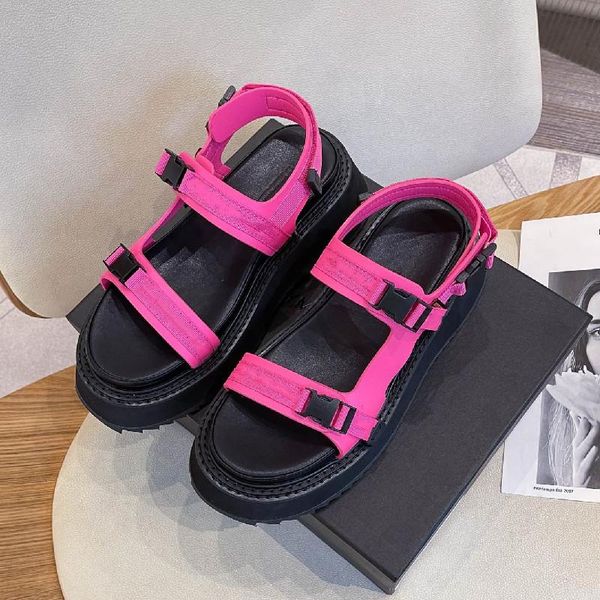 

sandals platform designer thick bottom hool loop mixed color women 2021, Black