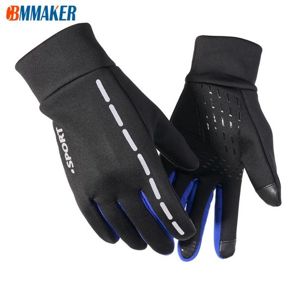 

cycling gloves sport winter anti-slip bike glove bicycle windproof touchscreen with reflective tape for mtb, Black