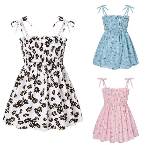

girls floral dresses 2021 fashion sweet kids flowers costumes children sleeveless vestidos toddler baby clothing girl's, Red;yellow