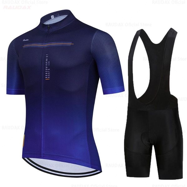 

men clothing 2021 summer raudax cycling jersey blue short sleeve bicycle team quick dry clothes 19d gel pad set racing sets, Black;blue