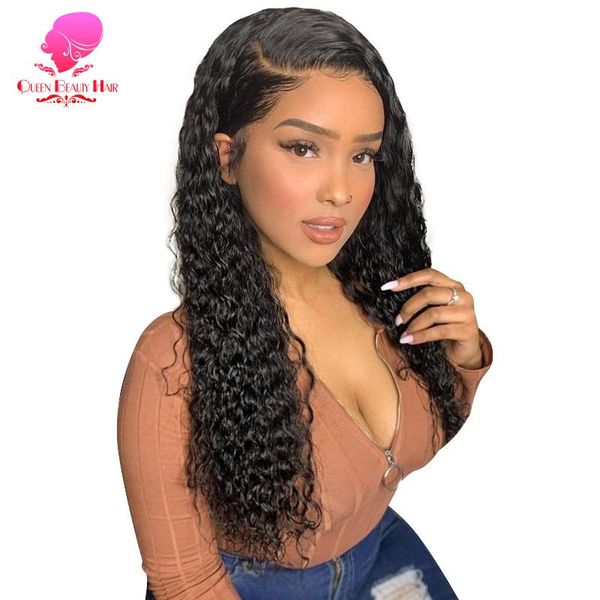 

lace wigs deep curly front wig human hair for black women wave 4x4 5x5 glueless closure prelucked hairline, Black;brown