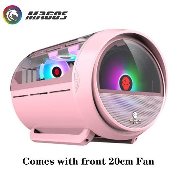 

fans & coolings panoramic itx case rgb, round deskcomputer gamer cabinet, usb 3.0 + 20cm fan, pc mod box-vitality bomb