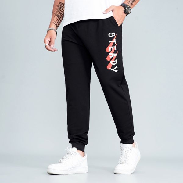 

men's pants oversized sports and summer plus loose stretch hip hop trend fat casual h7li, Black