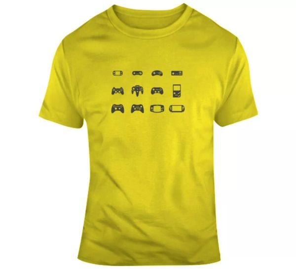 

video game controllers gamer t shirt, White;black