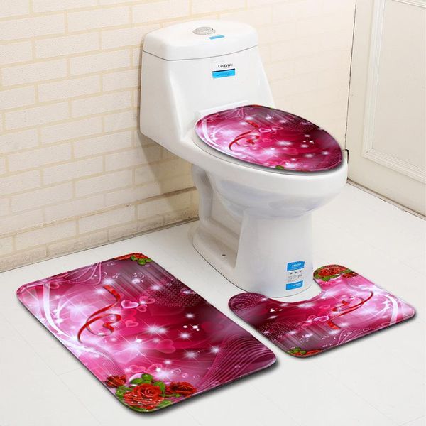 Tappeti 3 Pz/set Tappetini Da Bagno Set Stampato Paesaggio Morbido Tappeto Da Bagno antiscivolo Assorbimento D'acqua Tappetino Wc Decorazione Della Casa Pads