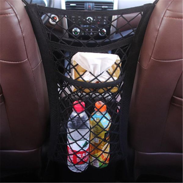 

car organizer seat storage bag block strong elastic mesh net auto back tissue drinks luggage holder pocket