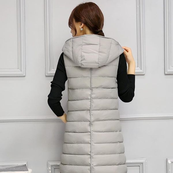 

women's vests brand 2918 winter sleeveless women jacket long thick cotton vest female hooded slim waistcoat outwear lx872, Black;white