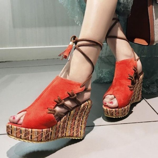 

sandals summer platform wedge 2021 women shoes casual large size peep toe ankle strap high heel ladies, Black