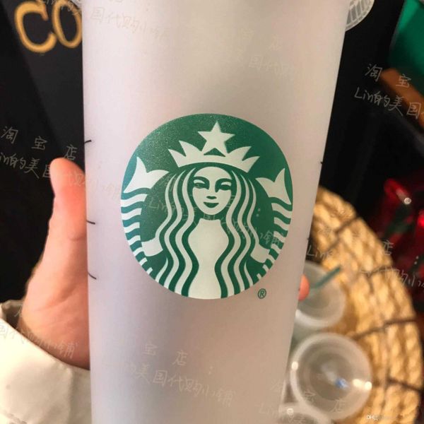 

starbucks 24oz/710ml plastic tumbler reusable clear drinking flat bottom cup pillar shape lid straw mug bardian5xjq5xjq5xjq5xjq