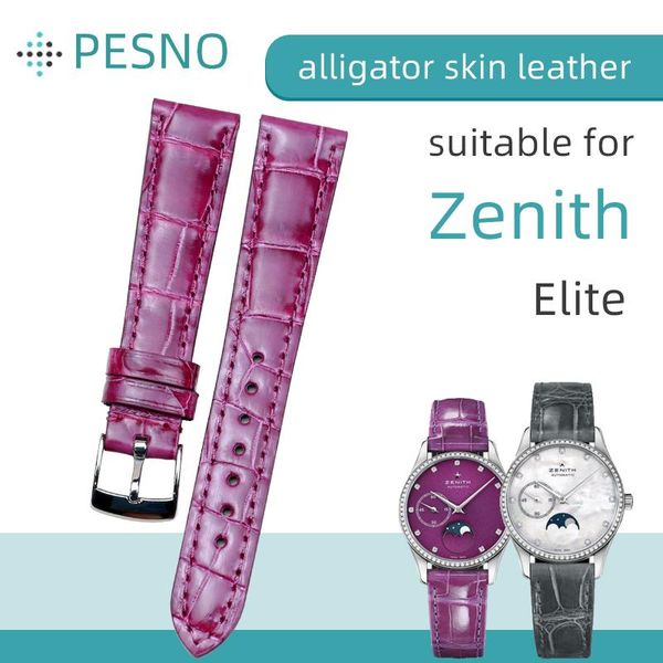 

watch bands pesno suitable for captain women band alligator skin leather strap 17mm beautiful purple accessories, Black;brown