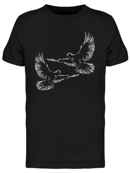 

two white doves flying tee men's -image by shutterstock, White;black