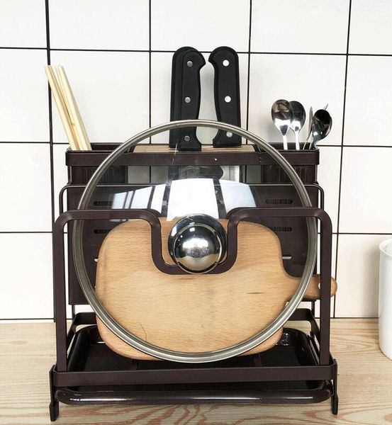 

hooks & rails japanese iron chopping board rack, knife chopsticks kitchen shelf, tableutensils, pot cover
