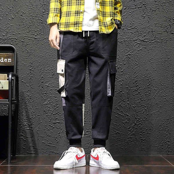 

men's pants cargo men fashion printing casual hip hop streetwear jogger sweatpant cotton tro 5ra4, Black