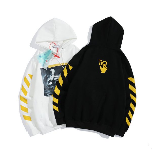 

2021 autumn and winter new off caravaggio oil painting series plush hoodie, Black