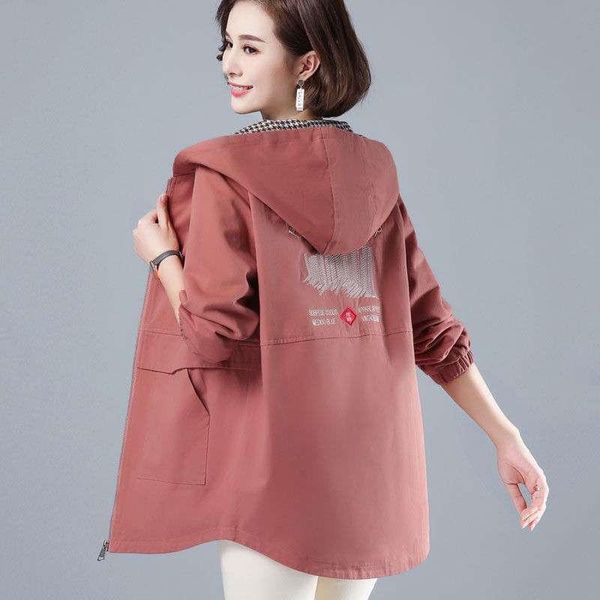 

women's trench coats spring autumn coat for women hooded fashion middle aged mother's windbreaker casual winter jacket female pock, Tan;black