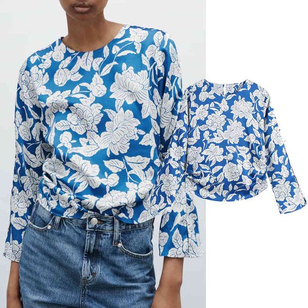

legging 2021 fashion women flowers impression turtleneck shirts long chiffon shirt loose, Black