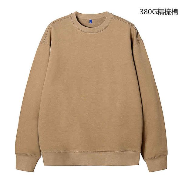 

winter cotton round neck sweater 380g large terry solid color pullover casual couple shanchao brand men's wear, Black