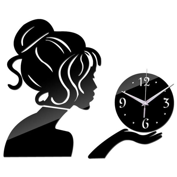 

wall clocks diy sticker watch clock modern horloge girl wanduhr mirror silent living room quartz decor for home klok