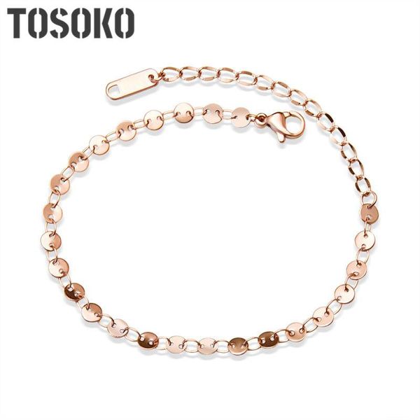 

link, chain round piece bracelet stainless steel small circle elegant female jewelry bse051, Black