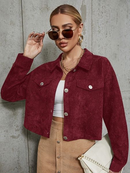 

drop shoulder corduroy jacket 36rw#, Black;brown