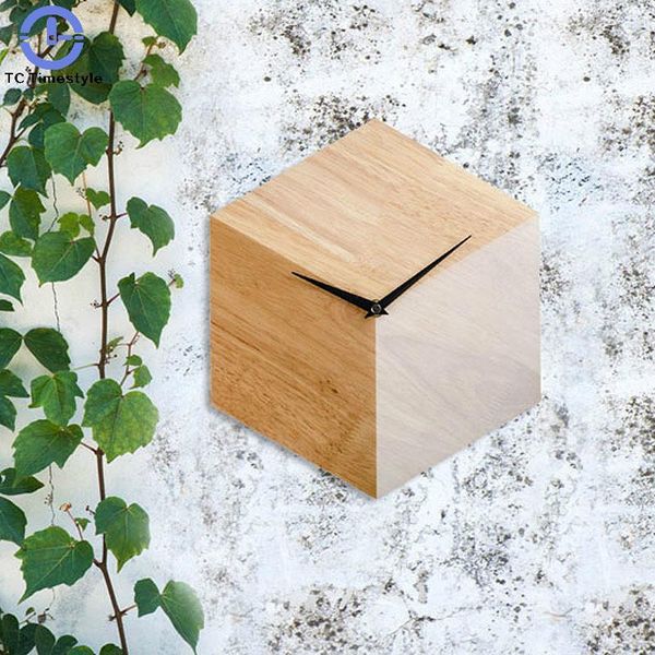

wall clocks 12 inch clock living room nordic style hexagon simple wooden home decoration personality modern design silent quartz watch