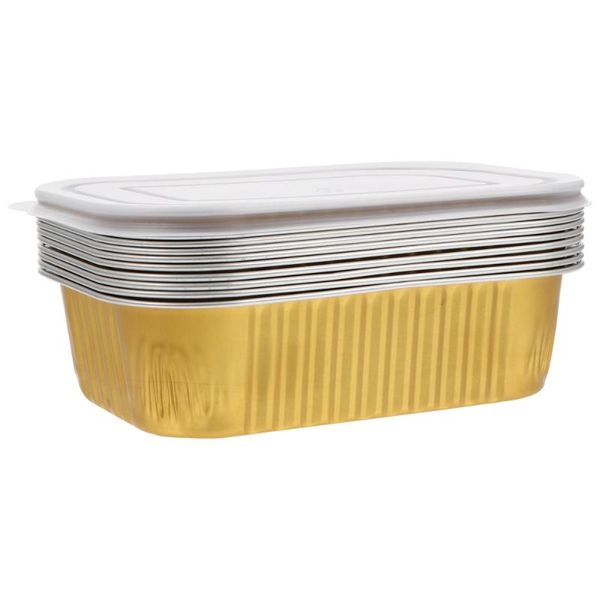

gift wrap 10pcs disposable bbq pans tin foil barbecue box food container (golden)
