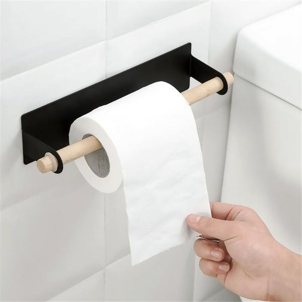 

toilet paper holders single rod towel rack bathroom kitchen self-adhesive wall mounted storage hanging shelf