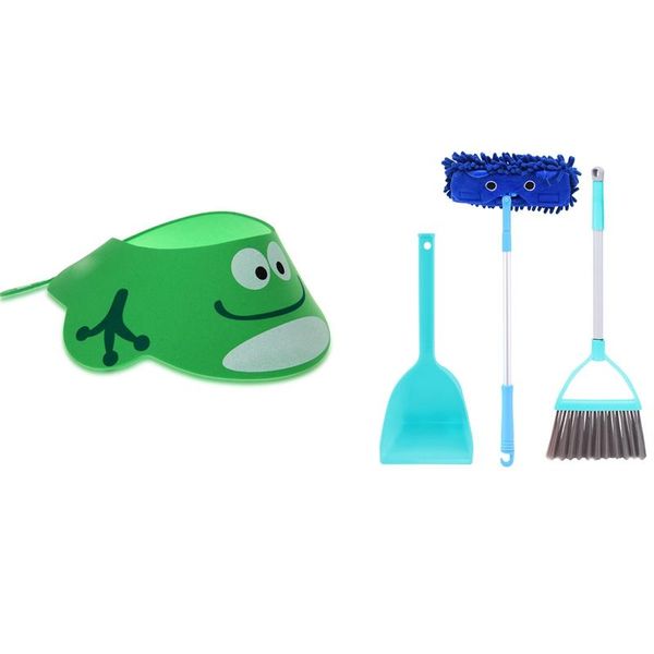 

shower caps baby kid toddler bath cap hat wash hair shampoo shield adjustable green with 3pcs children's cleaning kit